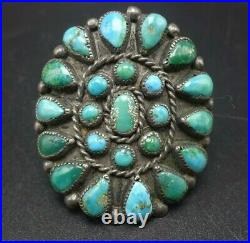 Vintage NAVAJO Sterling Silver TURQUOISE Petit Point Cluster RING size 10.5