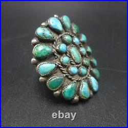 Vintage NAVAJO Sterling Silver TURQUOISE Petit Point Cluster RING size 10.5