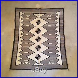 Vintage NAVAJO Two Gray Hills Finely Woven Native American Rug Blanket 40 X 49