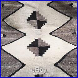 Vintage NAVAJO Two Gray Hills Finely Woven Native American Rug Blanket 40 X 49