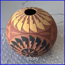 Vintage NM Acoma Pueblo Pottery Incised Vase, Artisan Cultural Decor Gifts