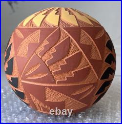 Vintage NM Acoma Pueblo Pottery Incised Vase, Artisan Cultural Decor Gifts
