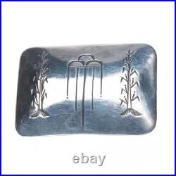 Vintage NP Native American sterling silver corn/rain clouds overlay belt buckle