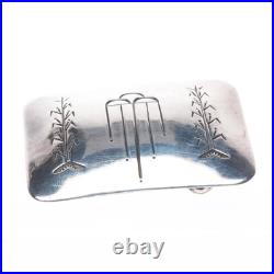 Vintage NP Native American sterling silver corn/rain clouds overlay belt buckle