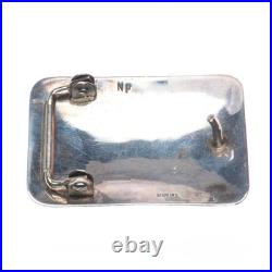 Vintage NP Native American sterling silver corn/rain clouds overlay belt buckle