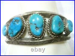 Vintage N. Lee Navajo Sterling Silver Turquoise Cuff Bracelet