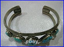 Vintage N. Lee Navajo Sterling Silver Turquoise Cuff Bracelet