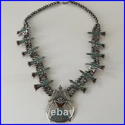 Vintage Native AmericanSquash Blossom Silver Necklace
