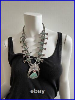 Vintage Native AmericanSquash Blossom Silver Necklace