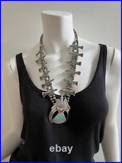 Vintage Native AmericanSquash Blossom Silver Necklace