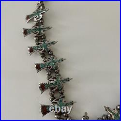 Vintage Native AmericanSquash Blossom Silver Necklace