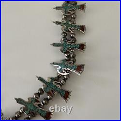 Vintage Native AmericanSquash Blossom Silver Necklace