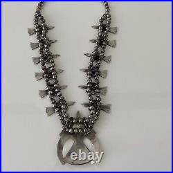 Vintage Native AmericanSquash Blossom Silver Necklace