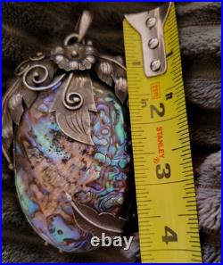Vintage Native American 1970's Mother Of Pearl/Abalony Sterling Silver Pendant