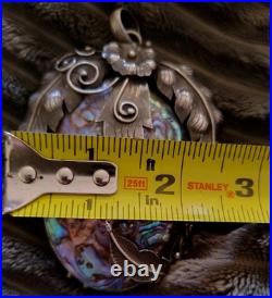 Vintage Native American 1970's Mother Of Pearl/Abalony Sterling Silver Pendant