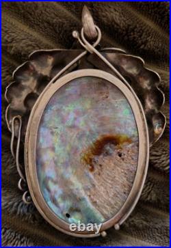 Vintage Native American 1970's Mother Of Pearl/Abalony Sterling Silver Pendant