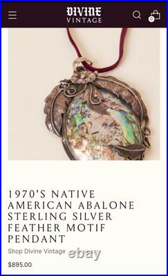 Vintage Native American 1970's Mother Of Pearl/Abalony Sterling Silver Pendant