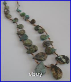 Vintage Native American 21 Natural Turquoise Necklace See Pictures Tq