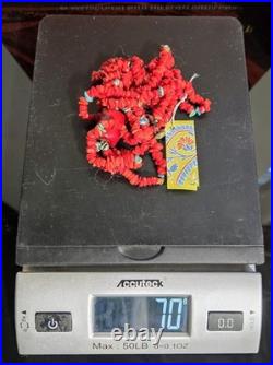 Vintage Native American 3 Strand Necklace Coral Beads, Turquoise & 925