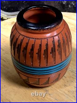 Vintage Native American 3pc Navajo Hand Crafted Traditional Pot Signed Shy W 99