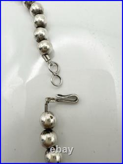 Vintage Native American 6mm Sterling Silver Bead Necklace 20