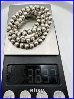 Vintage Native American 6mm Sterling Silver Bead Necklace 20