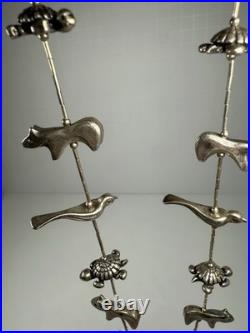 Vintage Native American 74g Sterling Silver Animal Fetish Necklace, 27