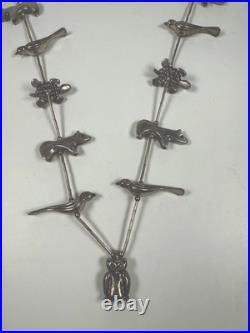 Vintage Native American 74g Sterling Silver Animal Fetish Necklace, 27