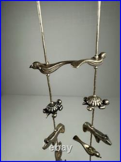 Vintage Native American 74g Sterling Silver Animal Fetish Necklace, 27