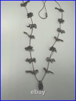 Vintage Native American 74g Sterling Silver Animal Fetish Necklace, 27