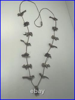 Vintage Native American 74g Sterling Silver Animal Fetish Necklace, 27