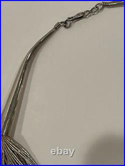 Vintage Native American 80 Strand Sterling Silver Heishi Cascading Necklace 19