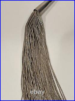 Vintage Native American 80 Strand Sterling Silver Heishi Cascading Necklace 19