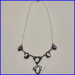 Vintage Native American 925 Pink Mother of Pearl Necklace, Signed DON CHEE Vintage Native American 925 Pink Mother of Pearl Necklace, Signed DON CHEE