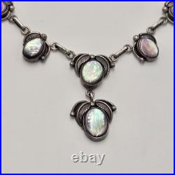 Vintage Native American 925 Pink Mother of Pearl Necklace, Signed DON CHEE Vintage Native American 925 Pink Mother of Pearl Necklace, Signed DON CHEE