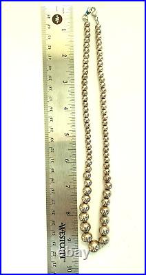 Vintage Native American 925 Sterling Silver Graduated Ball Bead Necklace Gw54