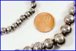 Vintage Native American 925 Sterling Silver Graduated Ball Bead Necklace Gw54