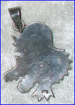 Vintage Native American 925 Sterling Silver Navajo Alligator Necklace Pendant