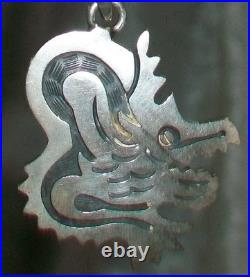 Vintage Native American 925 Sterling Silver Navajo Alligator Necklace Pendant