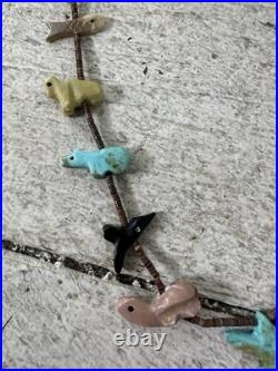 Vintage Native American Animal Zoo Carved Stone Fetish Necklace