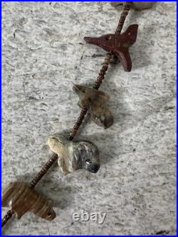 Vintage Native American Animal Zoo Carved Stone Fetish Necklace