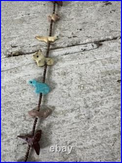 Vintage Native American Animal Zoo Carved Stone Fetish Necklace