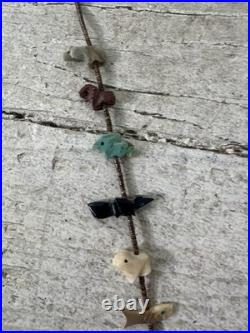 Vintage Native American Animal Zoo Carved Stone Fetish Necklace