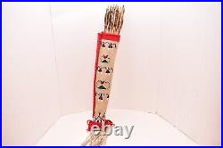 Vintage Native American Apache Indian Pictorial Leather Beaded Quiver W Arrows
