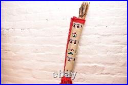 Vintage Native American Apache Indian Pictorial Leather Beaded Quiver W Arrows