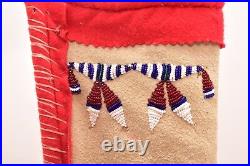 Vintage Native American Apache Indian Pictorial Leather Beaded Quiver W Arrows