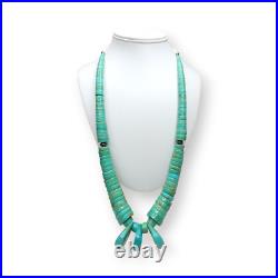 Vintage Native American Artisan Large Turquoise Heishi Statement Necklace 29 In