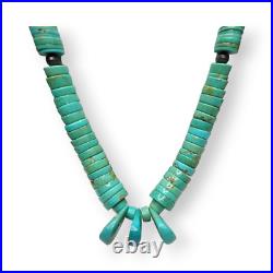 Vintage Native American Artisan Large Turquoise Heishi Statement Necklace 29 In