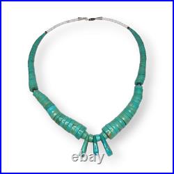 Vintage Native American Artisan Large Turquoise Heishi Statement Necklace 29 In