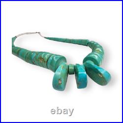 Vintage Native American Artisan Large Turquoise Heishi Statement Necklace 29 In